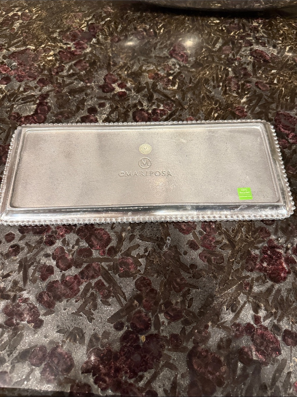 Mariposa Silver Rectangular Beaded Edge Serving Tray - Picture 4 of 6